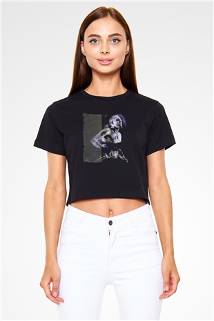 Chris Brown Siyah  Crop Top Tişört