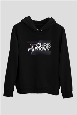 Chris Brown Siyah Unisex Kapüşonlu Sweatshirt