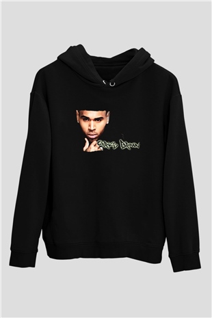 Chris Brown Siyah Unisex Kapüşonlu Sweatshirt