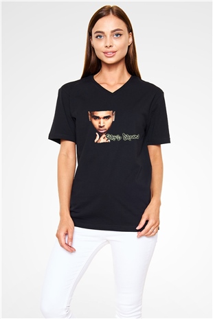 Chris Brown Siyah Unisex V Yaka Tişört