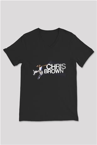 Chris Brown Siyah Unisex V Yaka Tişört