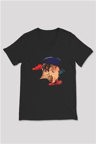 Chris Brown Siyah Unisex V Yaka Tişört T-Shirt
