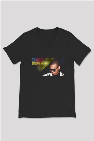 Chris Brown Siyah Unisex V Yaka Tişört