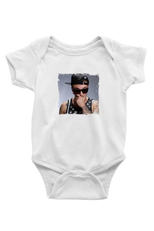 Chris Webby Baskılı Unisex Beyaz Bebek Body - Zıbın