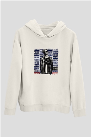 Chris Webby Baskılı Unisex Beyaz Kapüşonlu Sweatshirt