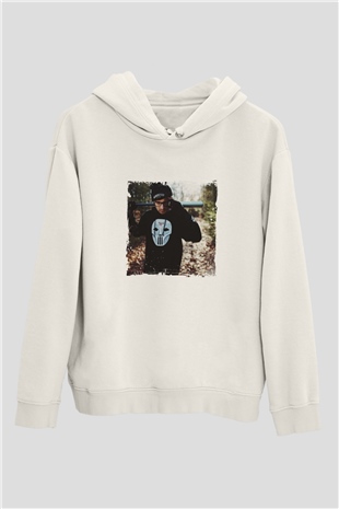 Chris Webby Baskılı Unisex Beyaz Kapüşonlu Sweatshirt