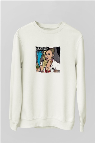 Chris Webby Baskılı Unisex Beyaz Sweatshirt