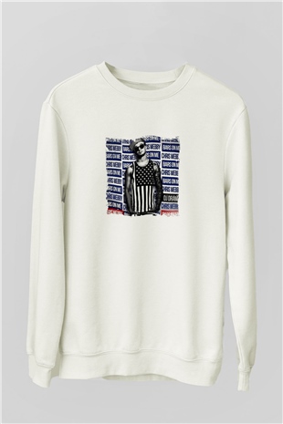 Chris Webby Baskılı Unisex Beyaz Sweatshirt