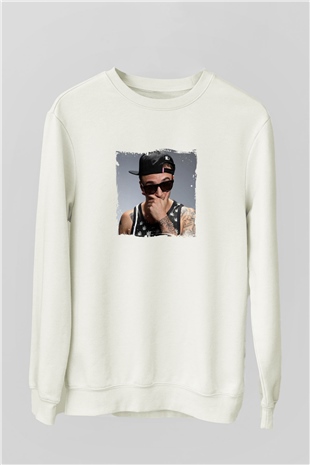 Chris Webby Baskılı Unisex Beyaz Sweatshirt