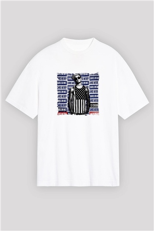 Chris Webby Baskılı Oversize Beyaz Tişört