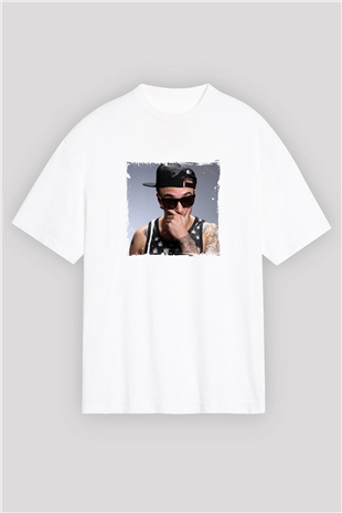 Chris Webby Baskılı Oversize Beyaz Tişört