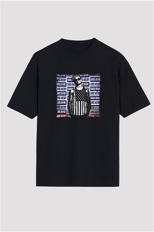 Chris Webby Baskılı Unisex Oversize Siyah Tişört