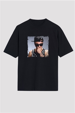 Chris Webby Baskılı Unisex Oversize Siyah Tişört