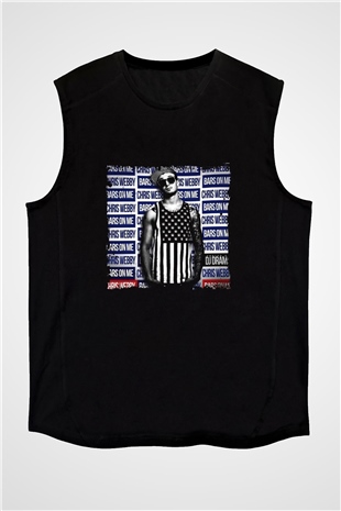 Chris Webby Baskılı Unisex Siyah Kolsuz Tişört