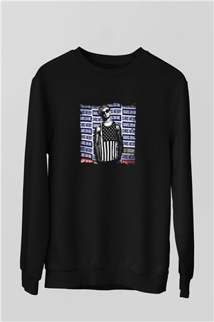 Chris Webby Baskılı Unisex Siyah Sweatshirt