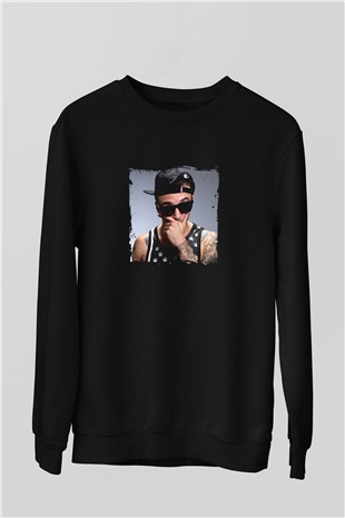 Chris Webby Baskılı Unisex Siyah Sweatshirt