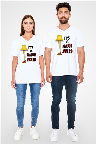 Christmas Story Beyaz Unisex  V Yaka Tişört