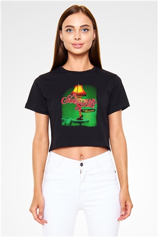Christmas Story Siyah   Crop Top Tişört