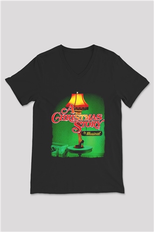 Christmas Story Siyah Unisex  V Yaka Tişört