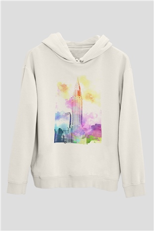 Chrysler Binası Beyaz Unisex Hoodie