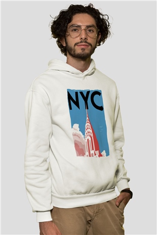 Chrysler Binası Beyaz Unisex Hoodie