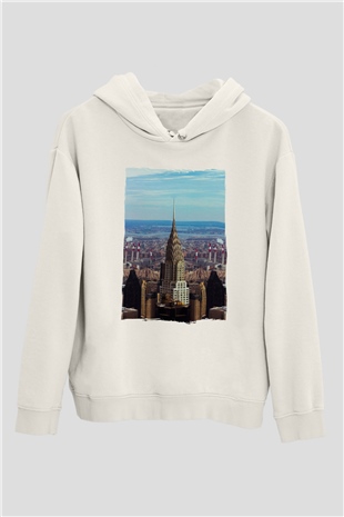 Chrysler Binası Beyaz Unisex Hoodie