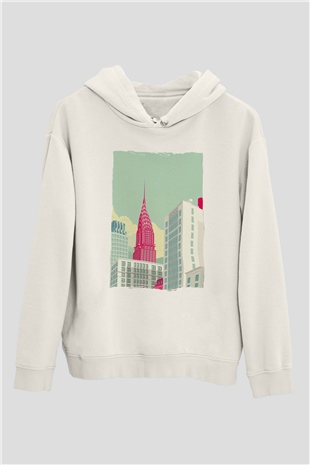 Chrysler Binası Beyaz Unisex Hoodie