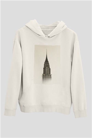 Chrysler Binası Beyaz Unisex Hoodie