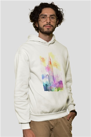 Chrysler Binası Beyaz Unisex Hoodie