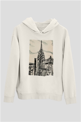Chrysler Binası Beyaz Unisex Hoodie