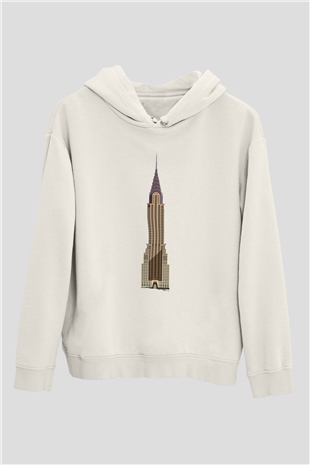 Chrysler Binası Beyaz Unisex Hoodie