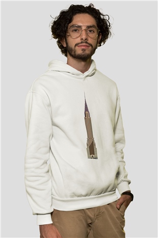 Chrysler Binası Beyaz Unisex Hoodie