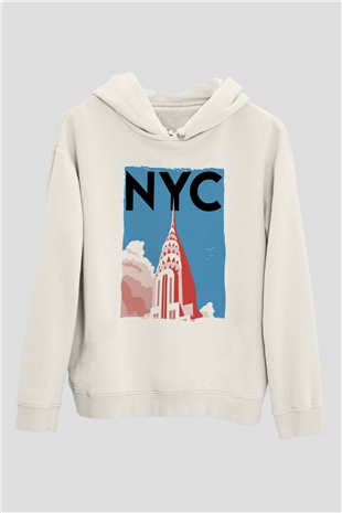 Chrysler Binası Beyaz Unisex Hoodie