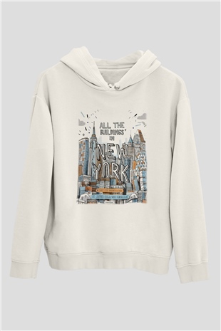 Chrysler Binası Beyaz Unisex Kapşonlu Sweatshirt