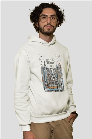 Chrysler Binası Beyaz Unisex Kapşonlu Sweatshirt