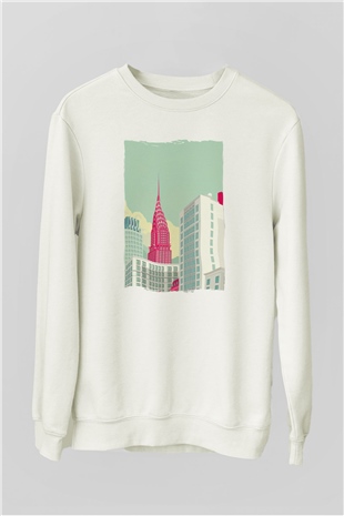 Chrysler Binası Beyaz Unisex Sweatshirt