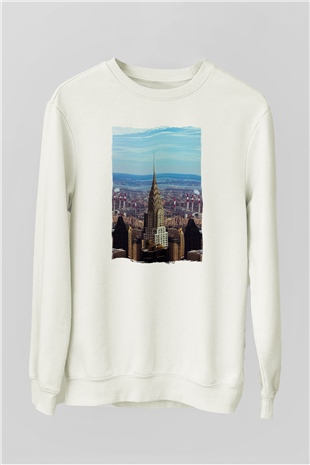 Chrysler Binası Beyaz Unisex Sweatshirt