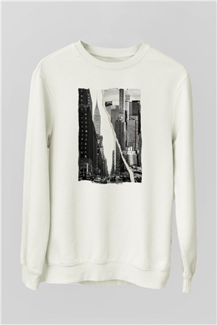 Chrysler Binası Beyaz Unisex Sweatshirt