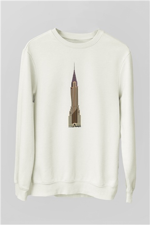 Chrysler Binası Beyaz Unisex Sweatshirt
