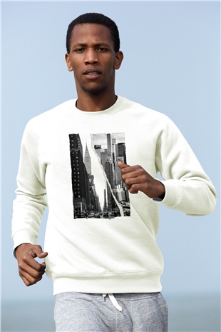 Chrysler Binası Beyaz Unisex Sweatshirt