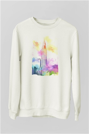 Chrysler Binası Beyaz Unisex Sweatshirt