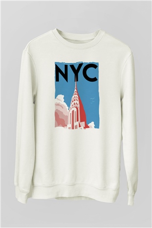 Chrysler Binası Beyaz Unisex Sweatshirt
