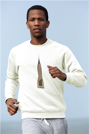 Chrysler Binası Beyaz Unisex Sweatshirt