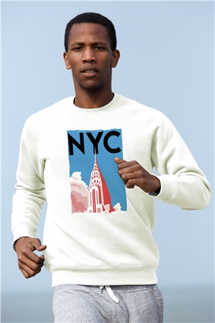 Chrysler Binası Beyaz Unisex Sweatshirt