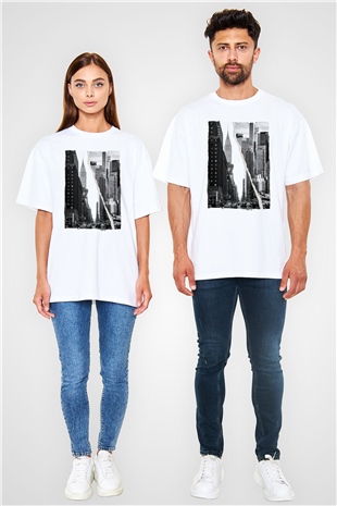 Chrysler Binası Beyaz Oversize Tişört Oversize T-shirt - TişörtFabrikası