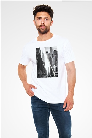 Chrysler Binası Beyaz Unisex Tişört T-Shirt - TişörtFabrikası