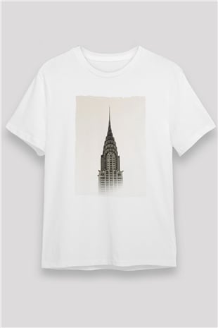 Chrysler Binası Beyaz Unisex Tişört T-Shirt - TişörtFabrikası