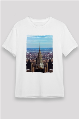 Chrysler Binası Beyaz Unisex Tişört T-Shirt - TişörtFabrikası