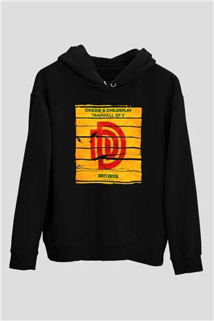 Chuckie Siyah Unisex Kapüşonlu Sweatshirt