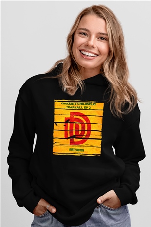 Chuckie Siyah Unisex Kapüşonlu Sweatshirt